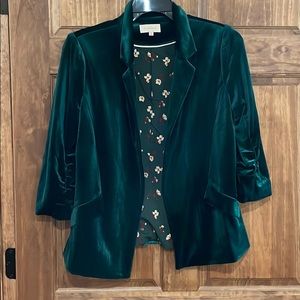 Green velvet blazer
